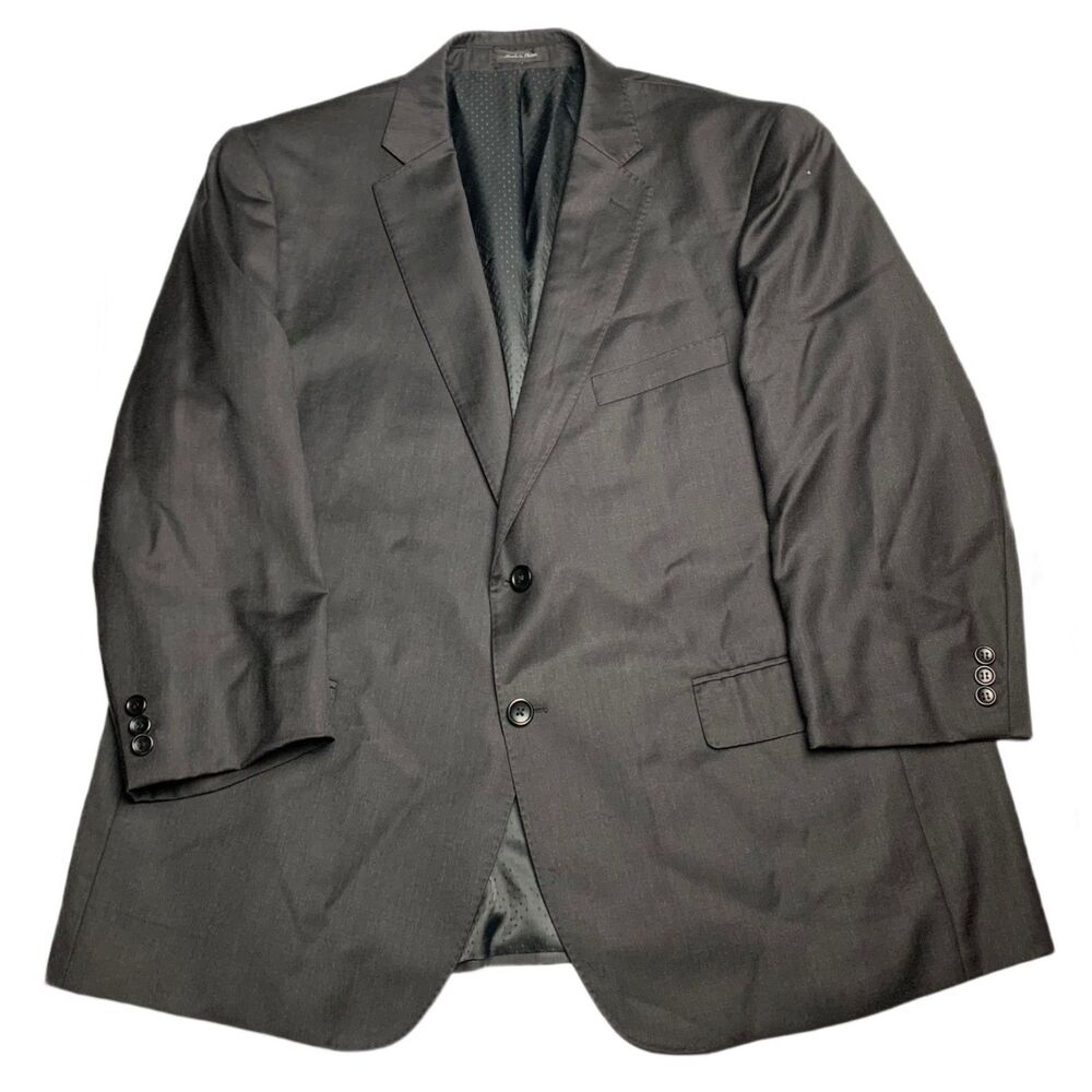 Adolfo Mens Blazer 44S Gray Wool Sport Coat Two Button Suit Jacket